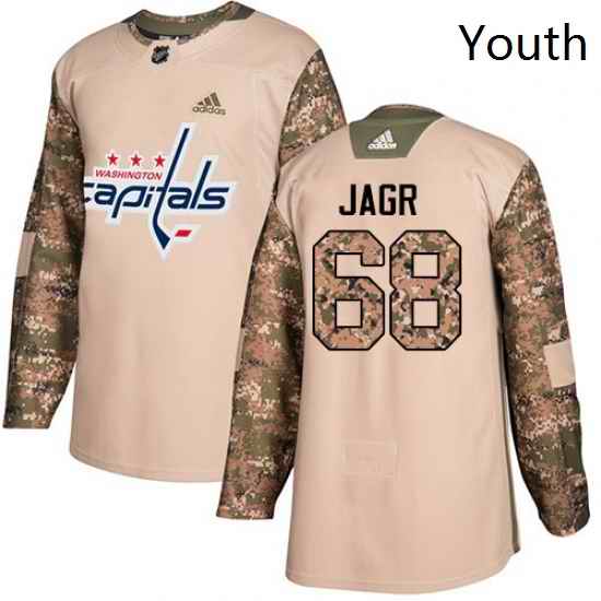 Youth Adidas Washington Capitals 68 Jaromir Jagr Authentic Camo Veterans Day Practice NHL Jersey